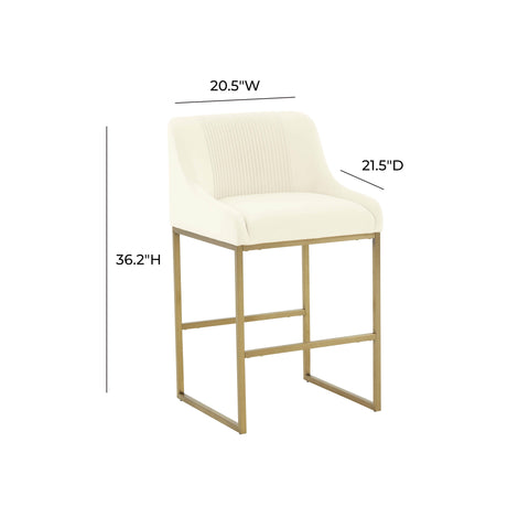 Kenya Cream Pleated Velvet Counter Stool