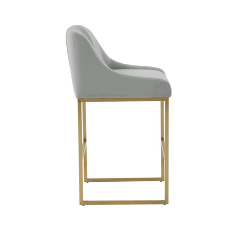 Kenya Grey Pleated Velvet Counter Stool