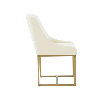 Kenya Cream Pleated Velvet Dining Chair