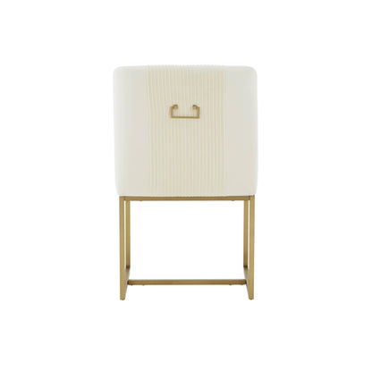 Kenya Cream Pleated Velvet Dining Chair