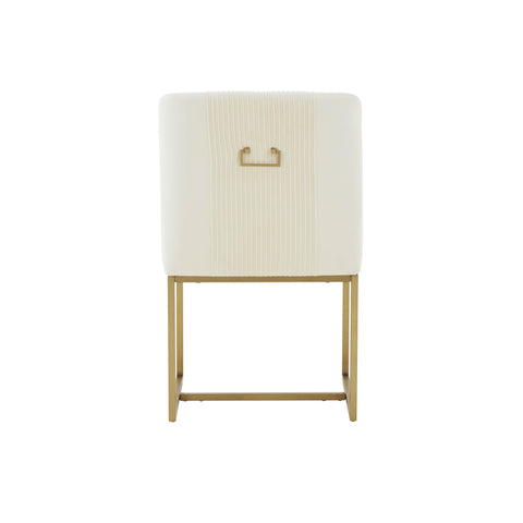 Kenya Cream Pleated Velvet Dining Chair
