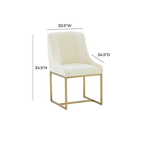 Kenya Cream Pleated Velvet Dining Chair
