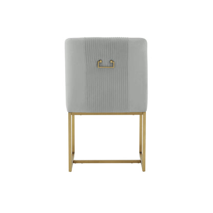 Kenya Grey Pleated Velvet Dining Chair