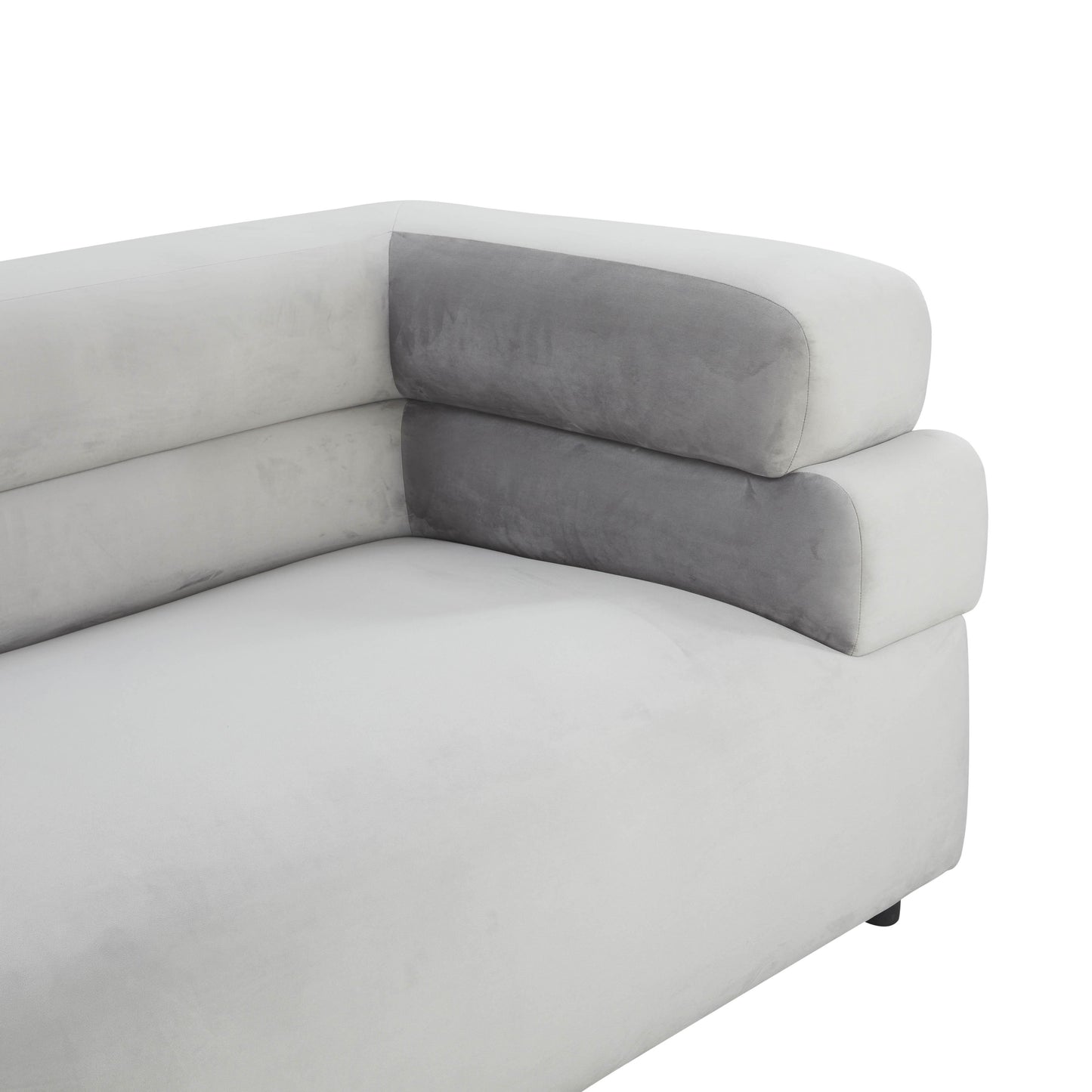 saava light grey velvet sofa