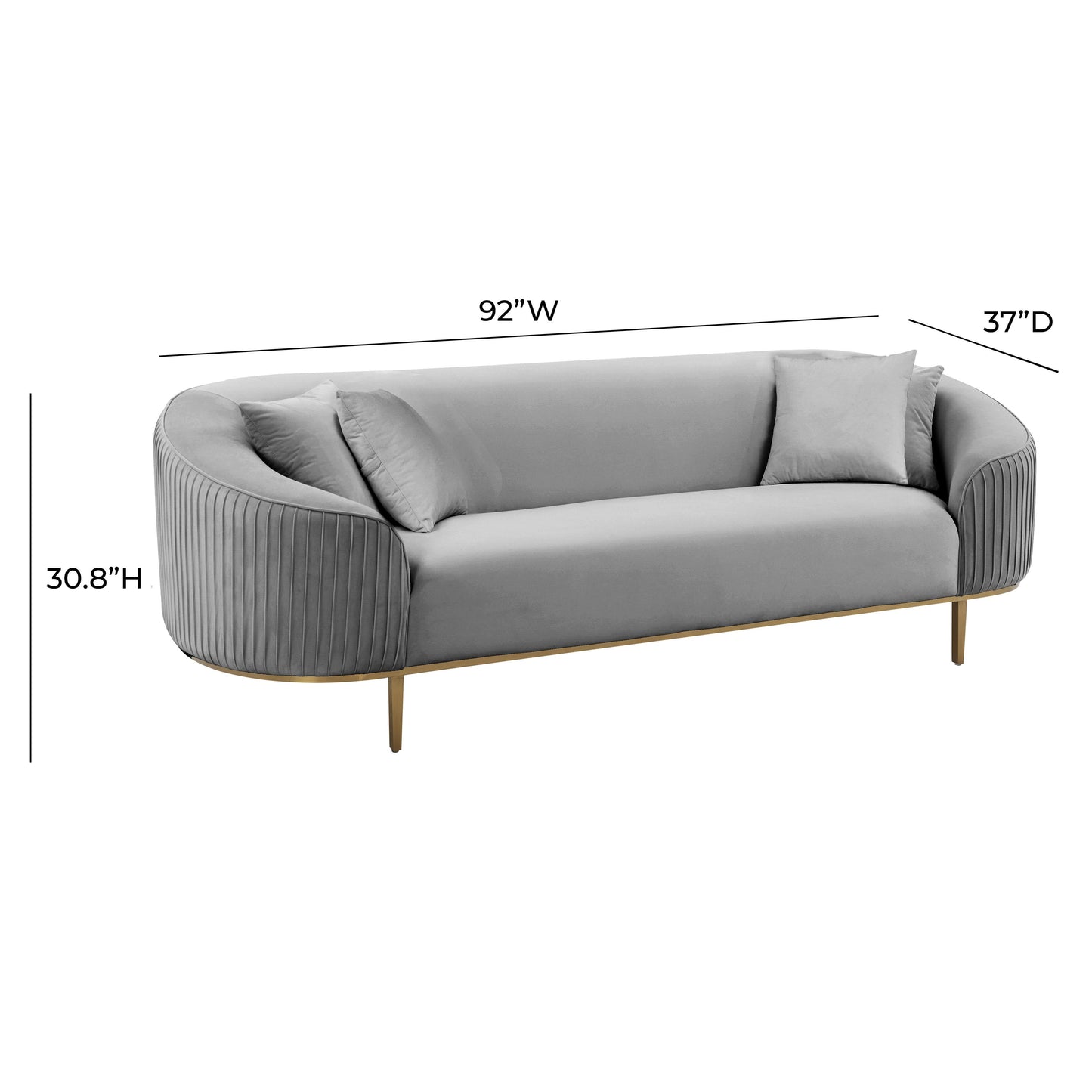 betty light grey pleated sofa