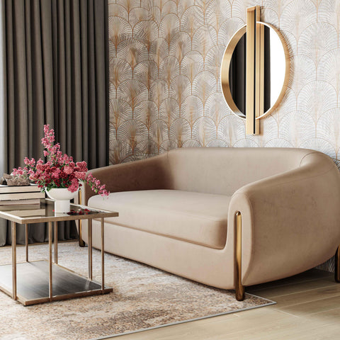 Atrani Cafe Au Lait Brown Velvet Sofa