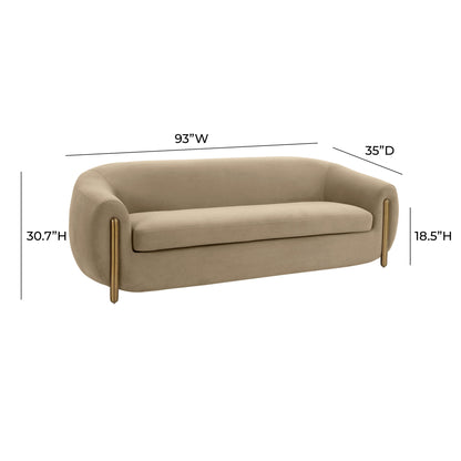 Atrani Cafe Au Lait Brown Velvet Sofa