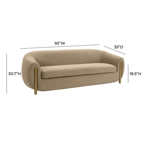 Atrani Cafe Au Lait Brown Velvet Sofa