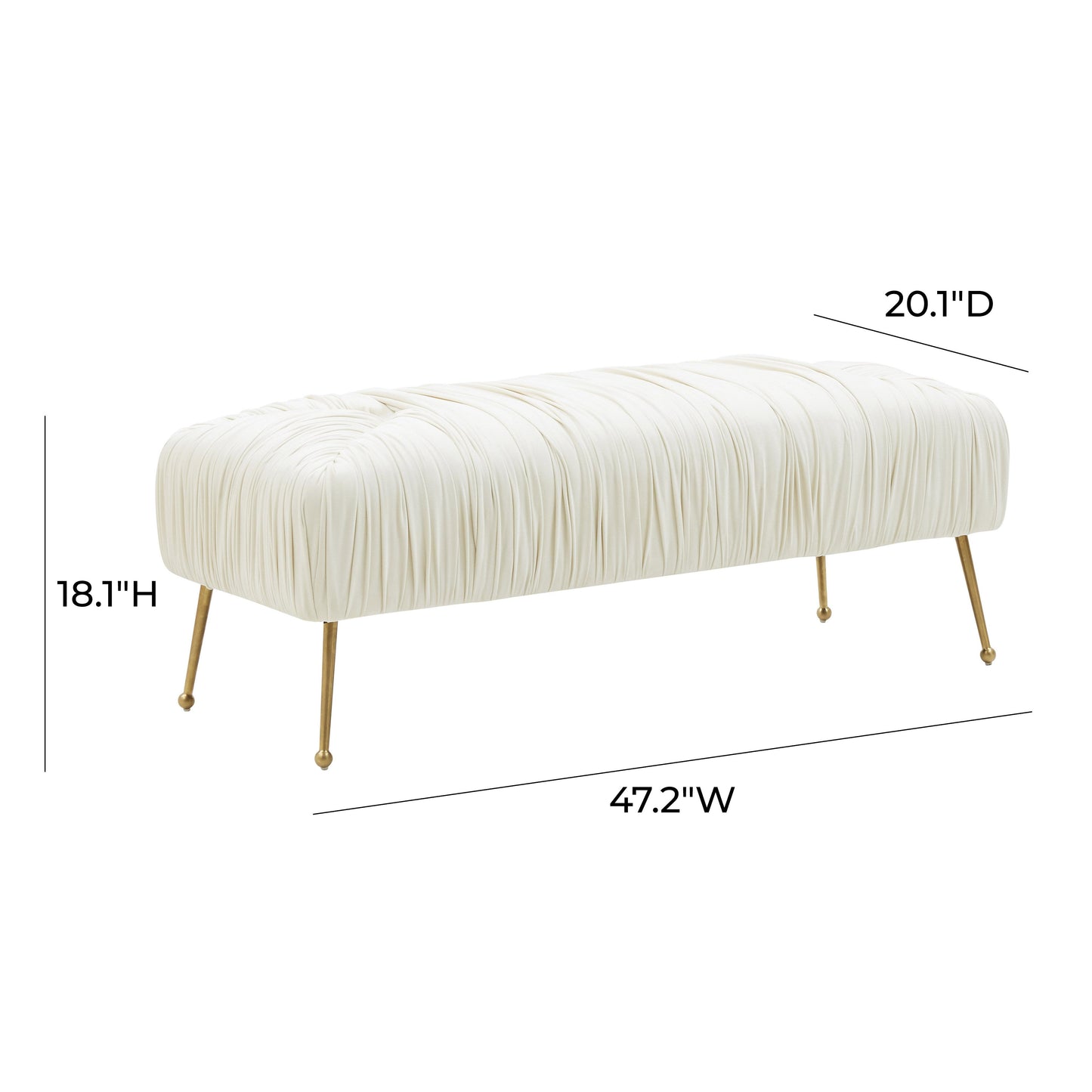 betty cream velvet bench