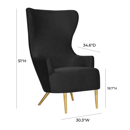 Arabelle Black Velvet Wingback Chair