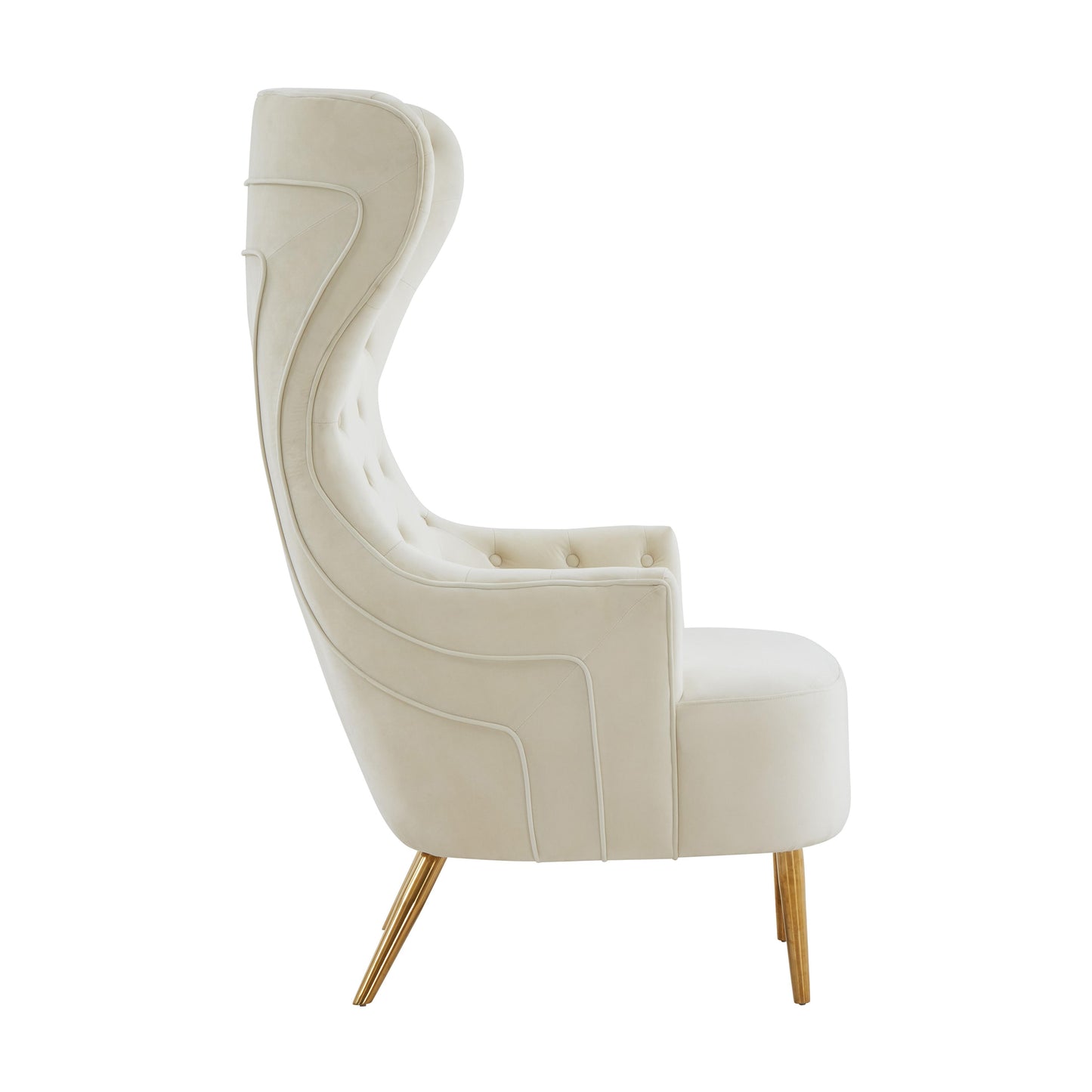 inca cream velvet wingback chair