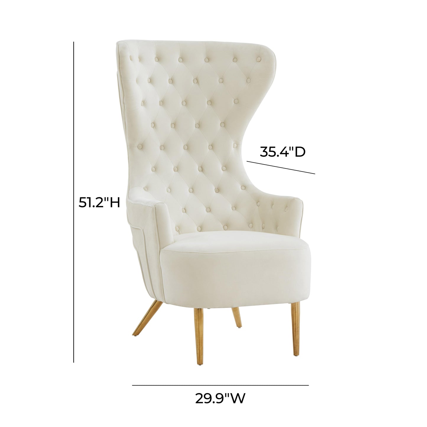 inca cream velvet wingback chair