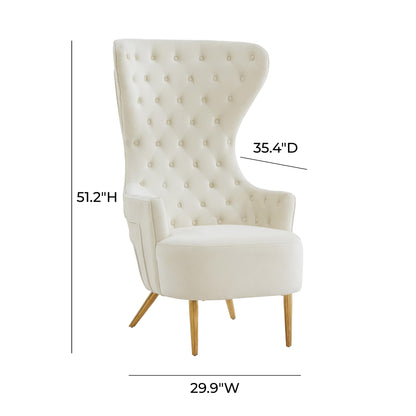 Inca Cream Velvet Wingback Chair