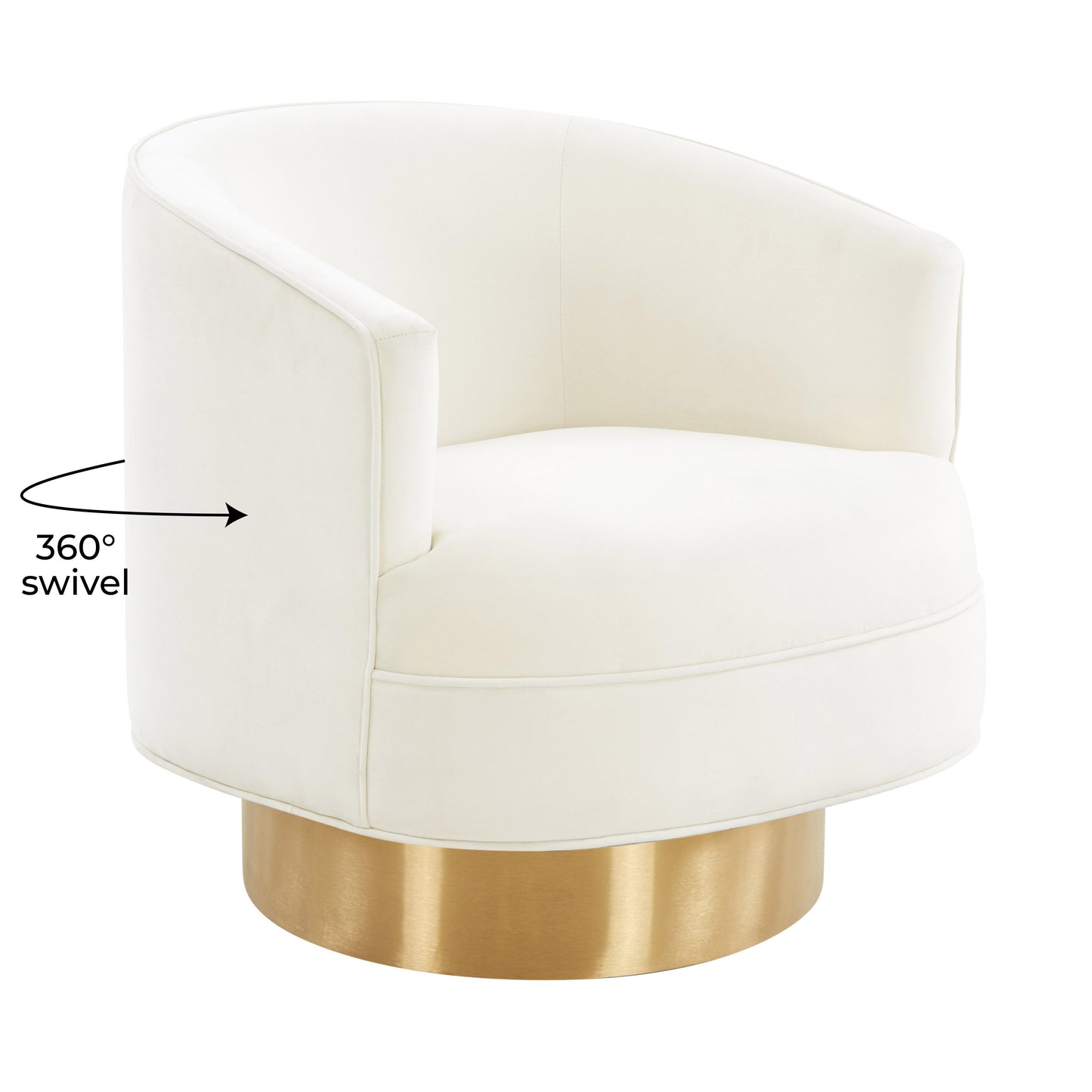 blank cream velvet swivel chair