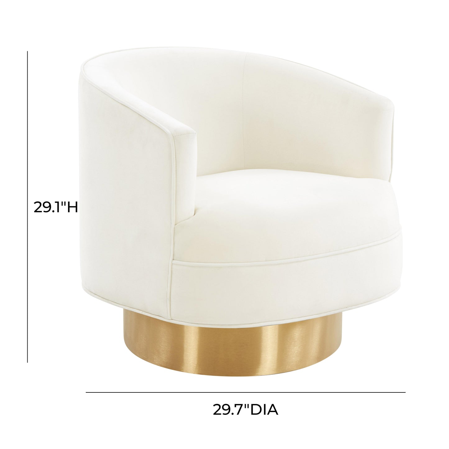 blank cream velvet swivel chair