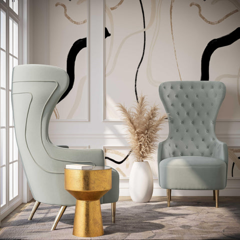 Inca Grey Velvet Wingback Chair