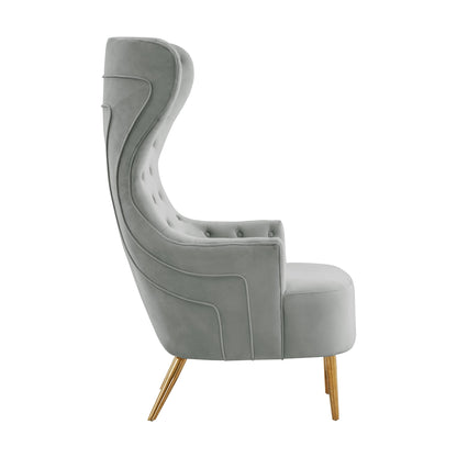 Inca Grey Velvet Wingback Chair