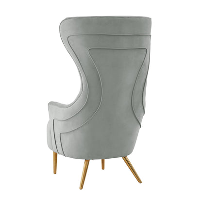 Inca Grey Velvet Wingback Chair