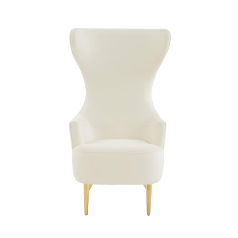 Arabelle Cream Velvet Channel Tufted Wingback Chair