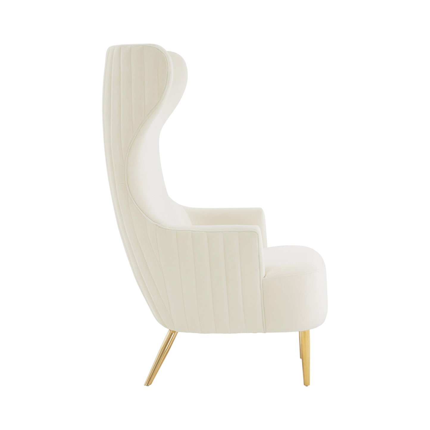 arabelle cream velvet channel tufted wingback chair