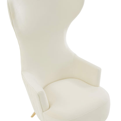 Arabelle Cream Velvet Channel Tufted Wingback Chair