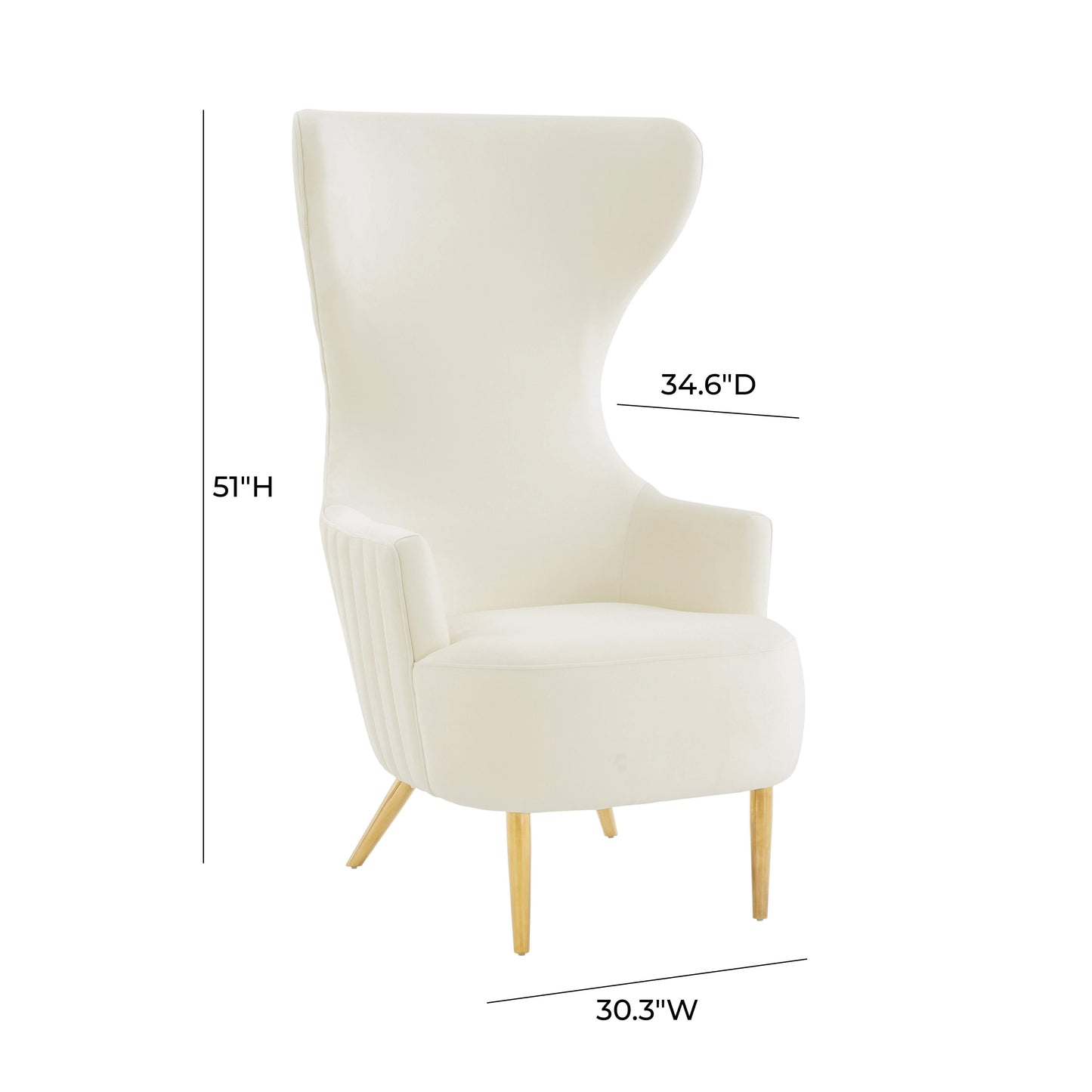 arabelle cream velvet channel tufted wingback chair