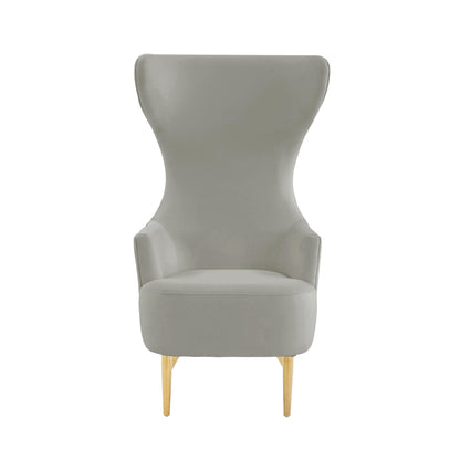 Arabelle Grey Velvet Channel Tufted Wingback Chair