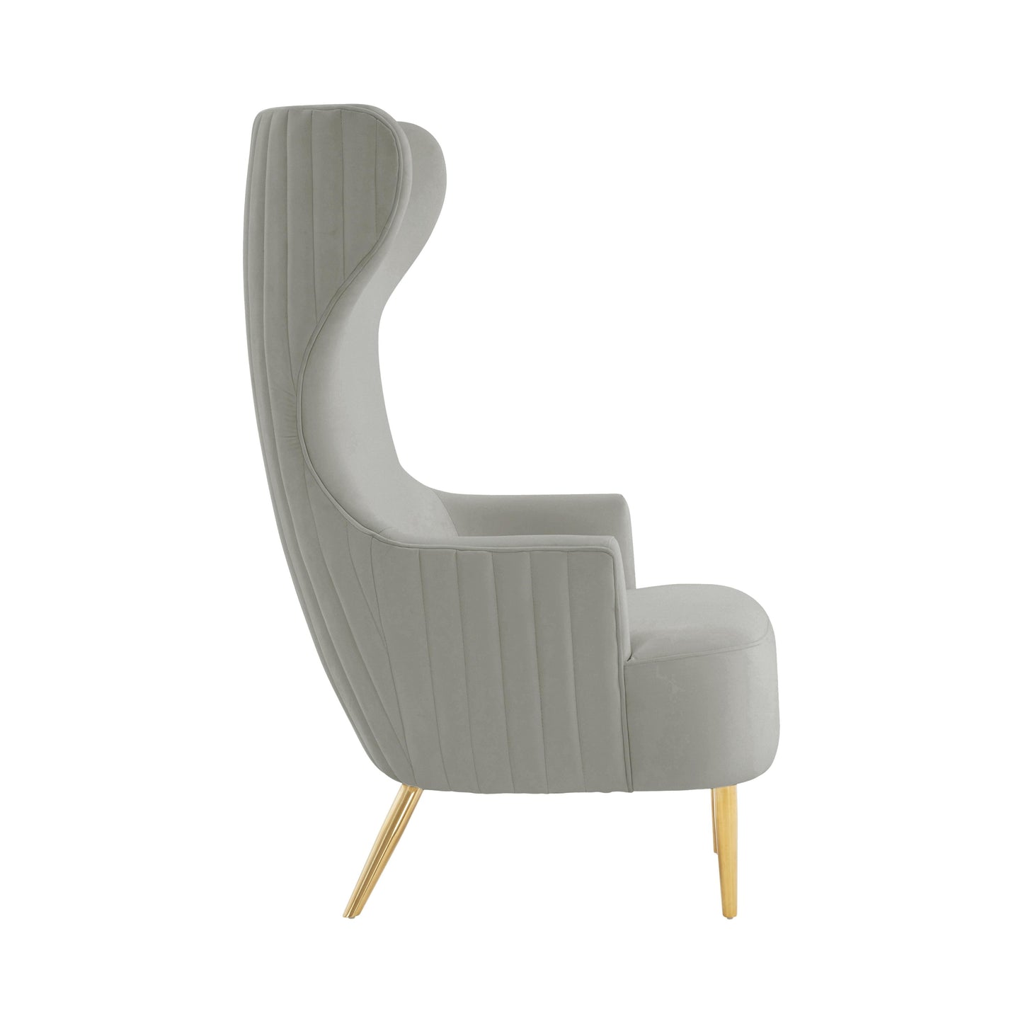 arabelle grey velvet channel tufted wingback chair