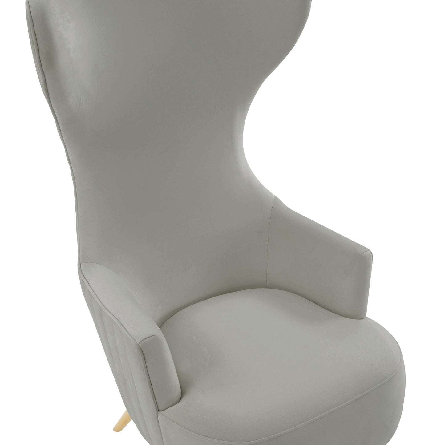 arabelle grey velvet channel tufted wingback chair