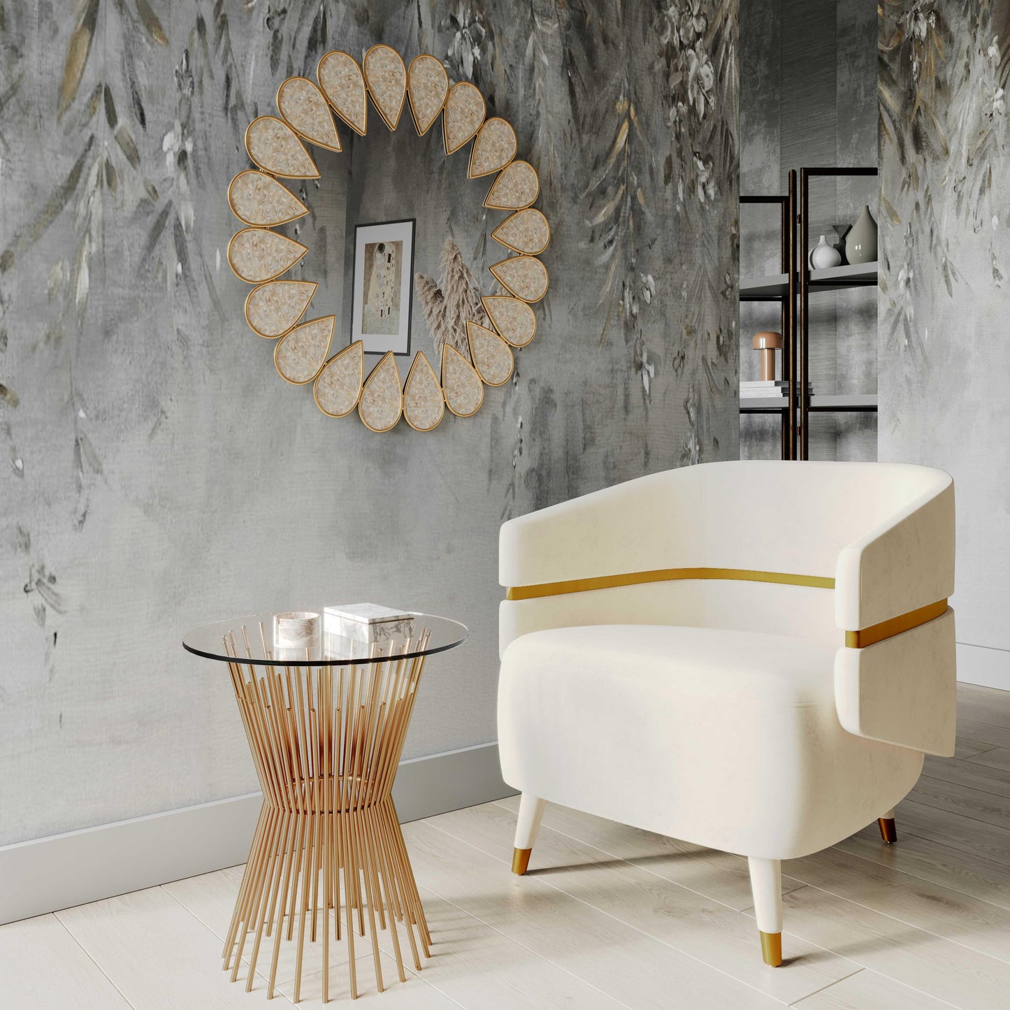 kennedy cream velvet accent chair