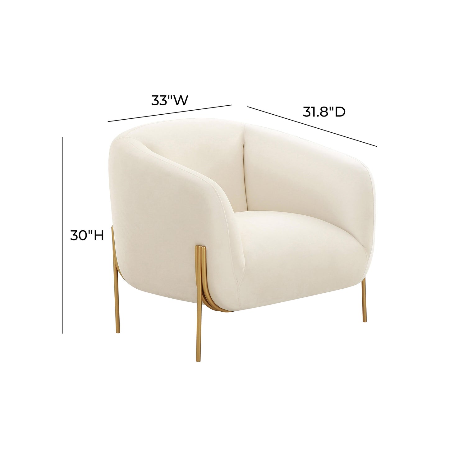 mara cream velvet accent chair