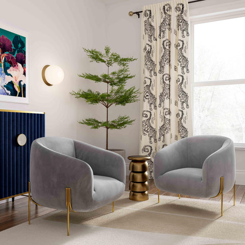 Mara Grey Velvet Accent Chair