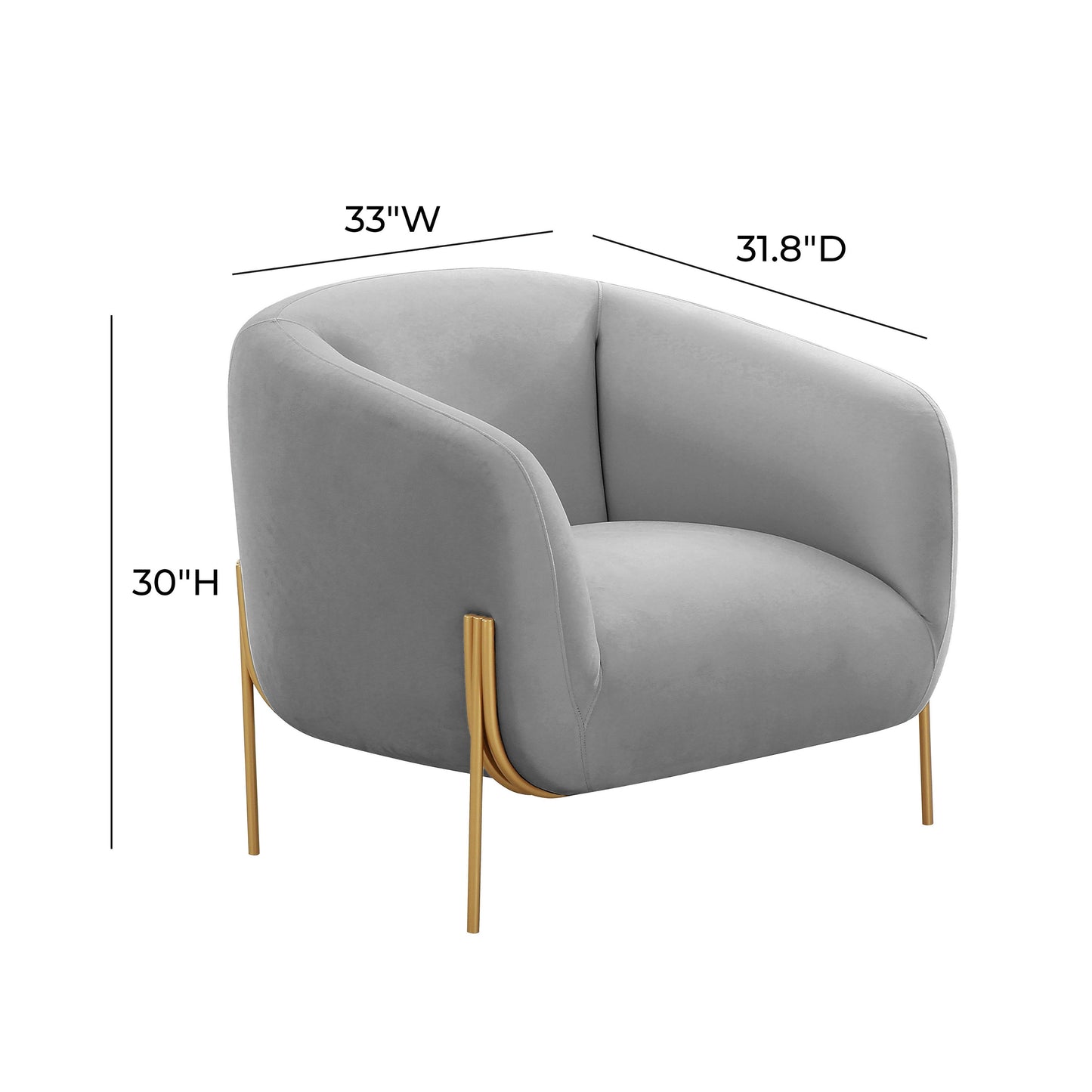 mara grey velvet accent chair