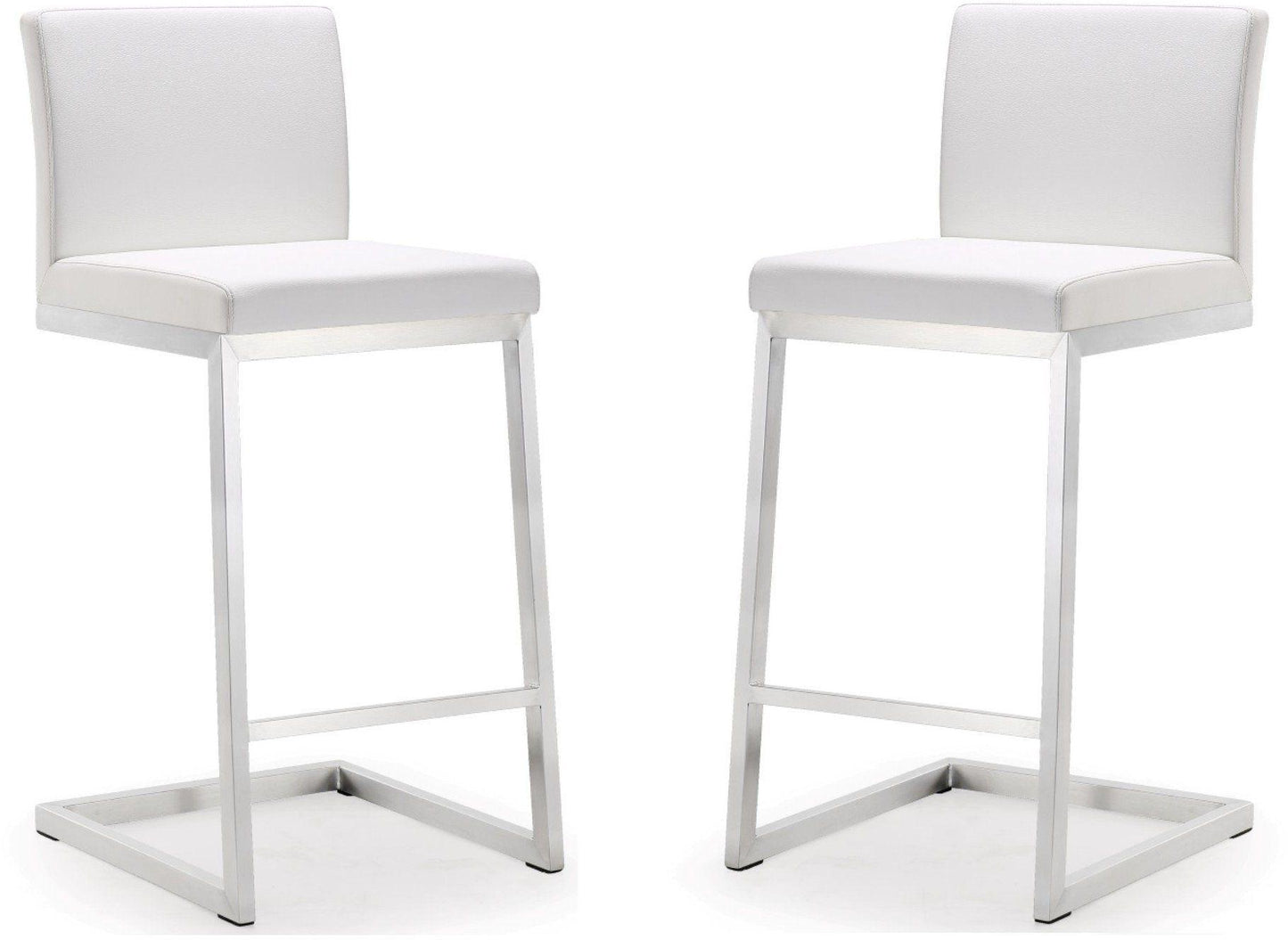 scarlett white stainless steel counter stool - set of 2