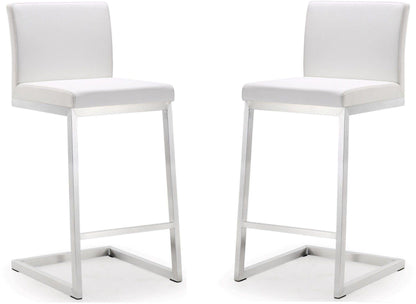 Scarlett White Stainless Steel Counter Stool - Set of 2