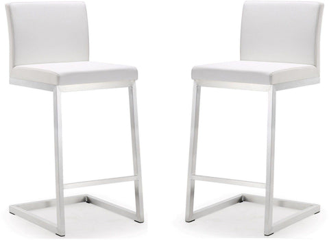 Scarlett White Stainless Steel Counter Stool - Set of 2
