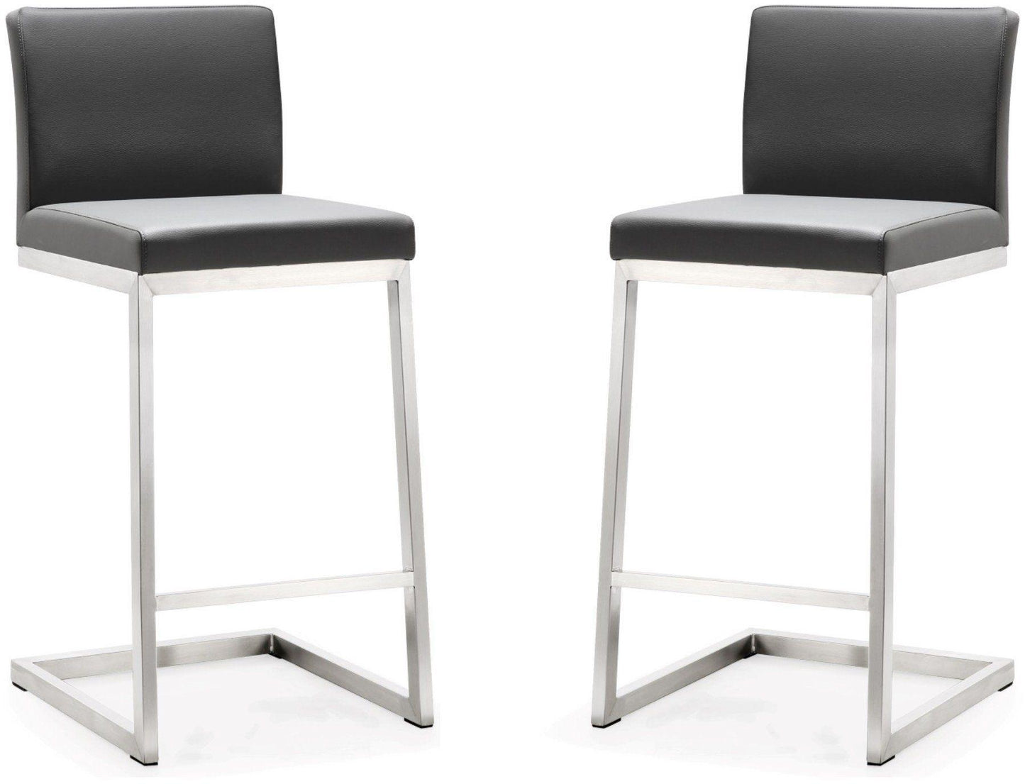 scarlett grey stainless steel counter stool - set of 2