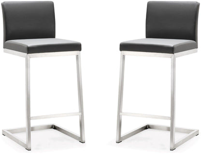 Scarlett Grey Stainless Steel Counter Stool - Set of 2