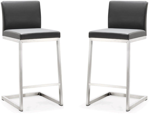 Scarlett Grey Stainless Steel Counter Stool - Set of 2