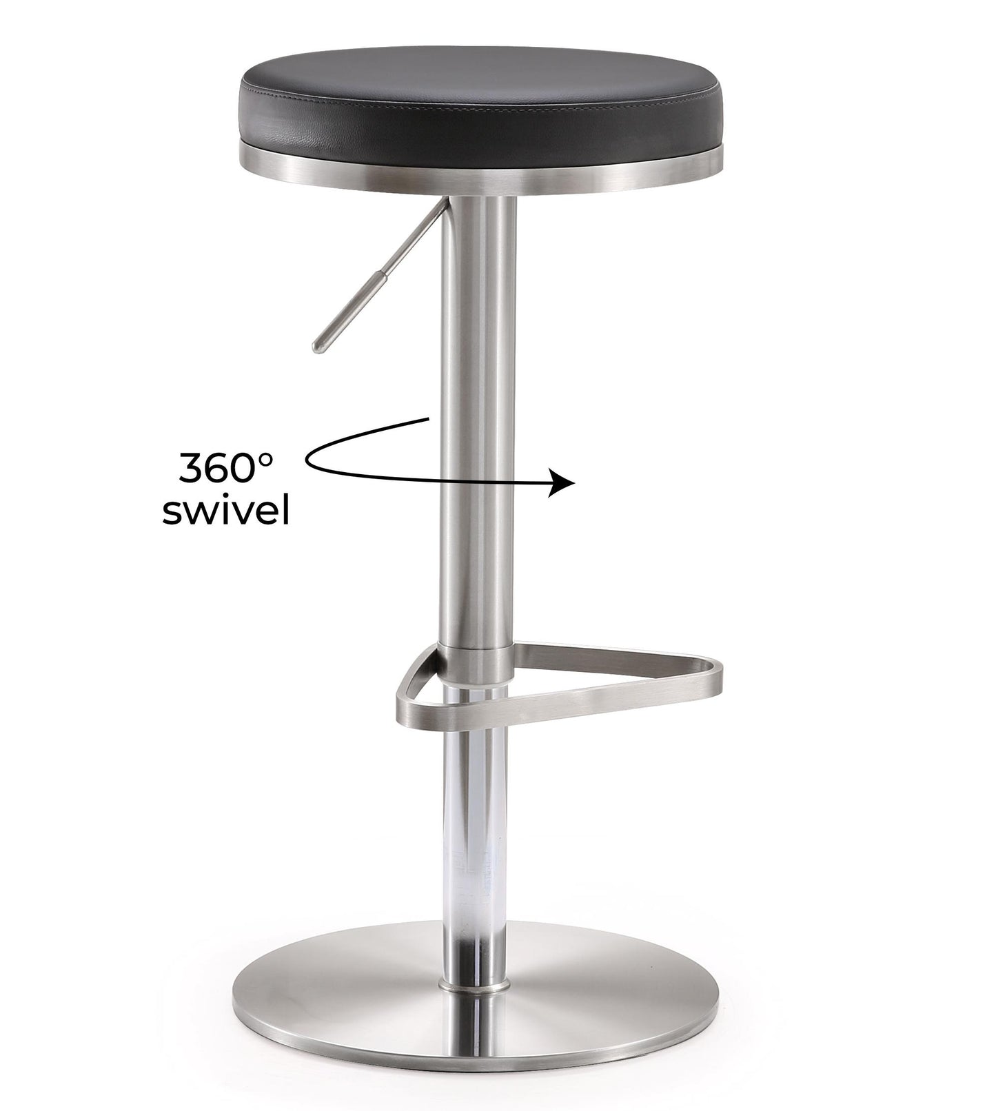 charlee black stainless steel adjustable barstool