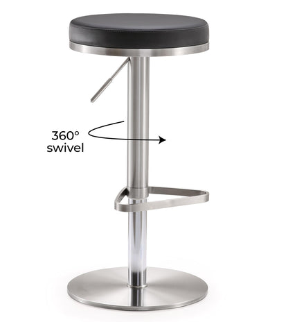 Charlee Black Stainless Steel Adjustable Barstool