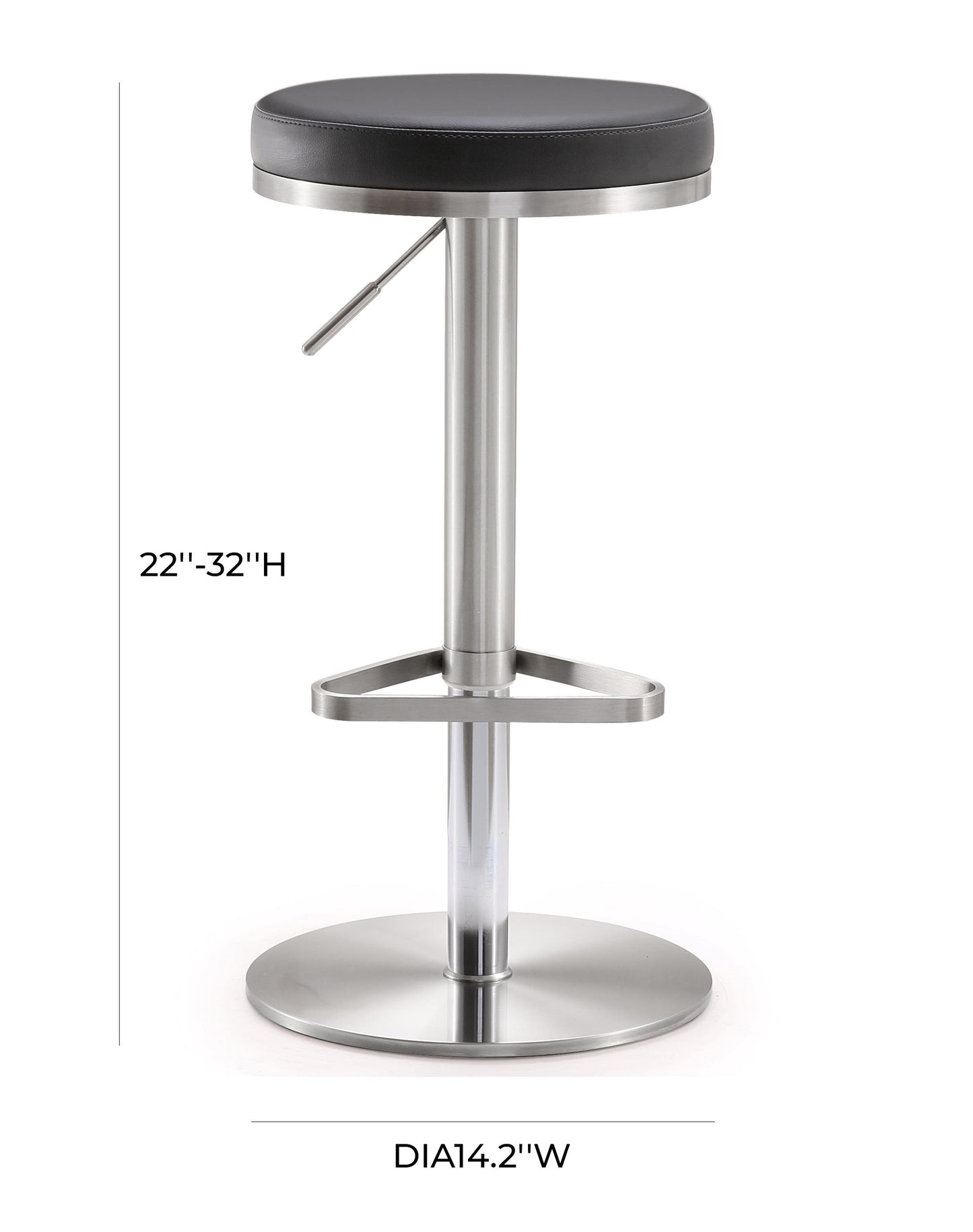 charlee black stainless steel adjustable barstool