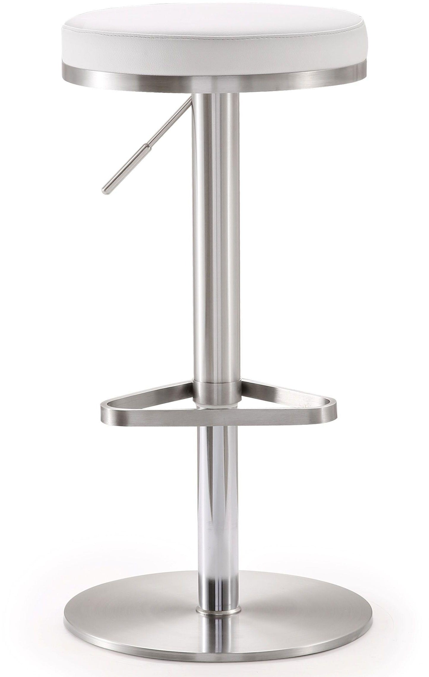 charlee white stainless steel adjustable barstool