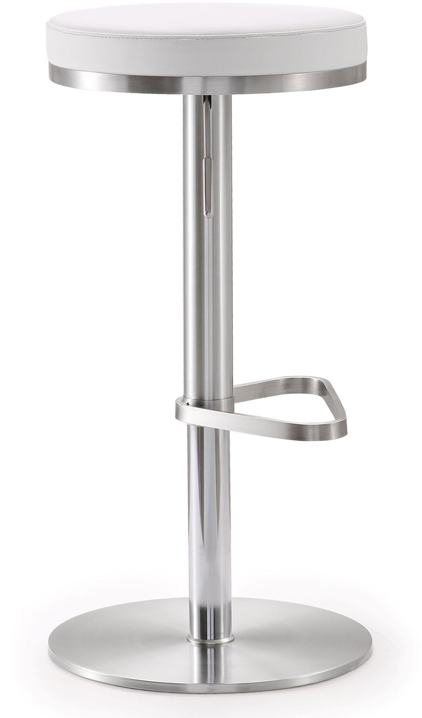 charlee white stainless steel adjustable barstool