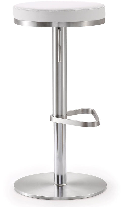 Charlee White Stainless Steel Adjustable Barstool