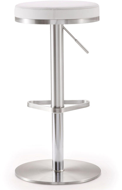 Charlee White Stainless Steel Adjustable Barstool