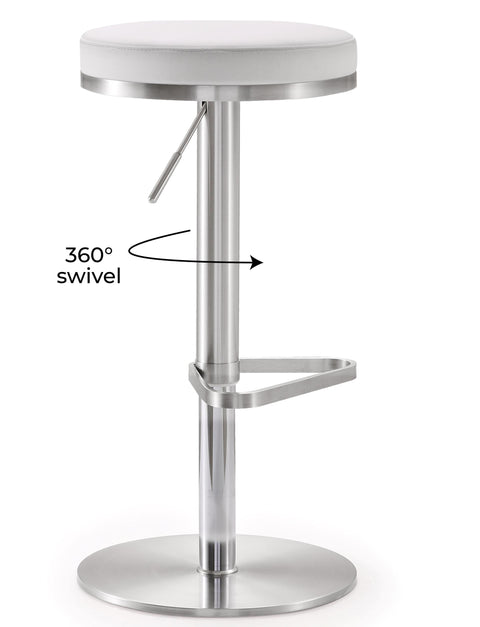 Charlee White Stainless Steel Adjustable Barstool