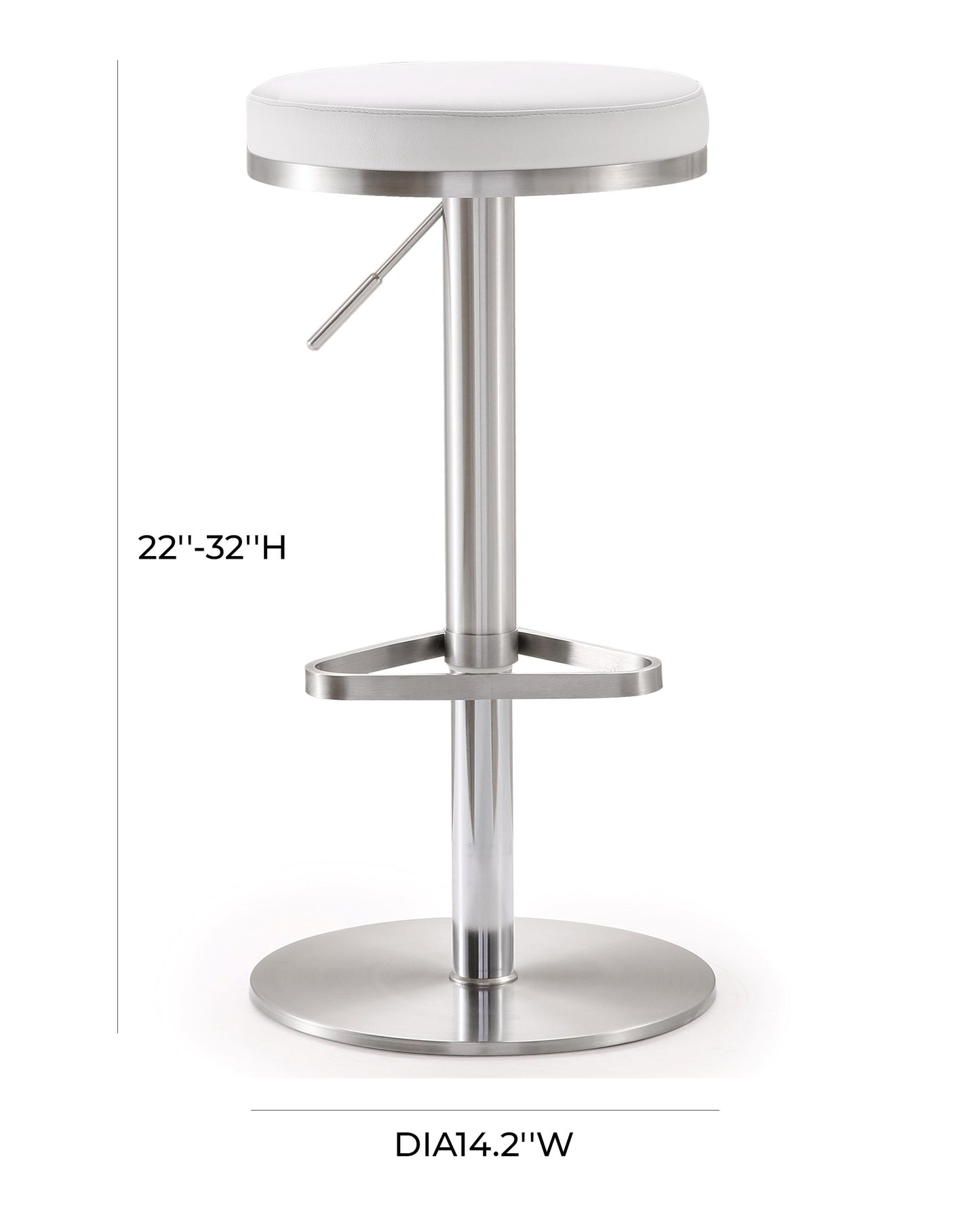 charlee white stainless steel adjustable barstool