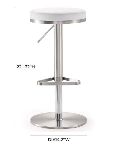 Charlee White Stainless Steel Adjustable Barstool