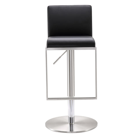 Deco Black Vegan Leather Adjustable Stool